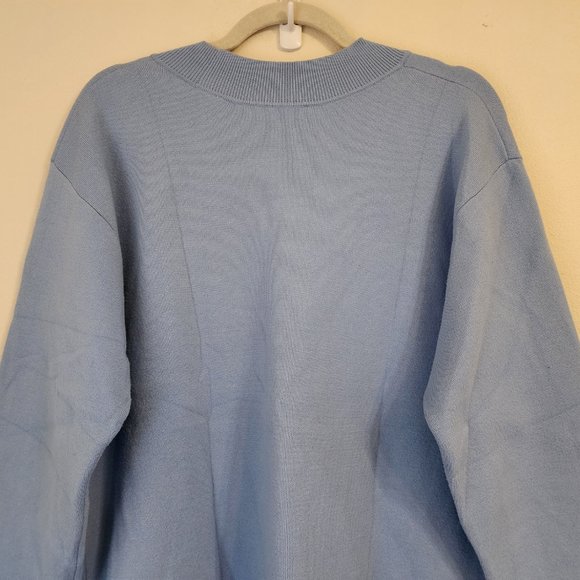 SANDRO Women Sweater Keep On Dancing Slogan Sweater in Blue, L, V Neck,Casual - Picture 7 of 16